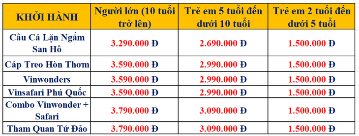 Gía tour Phú Quốc VIP 3 ngày 2 đêm